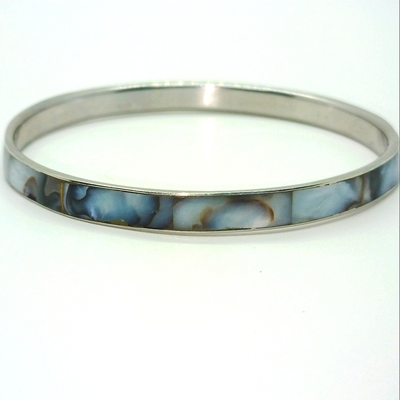 Vintage Blue Mother of Pearl Bangle bracelet - Picture 1 of 7